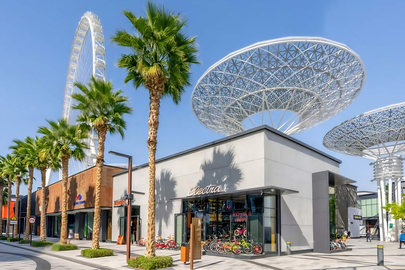Exterior: Step into vibrant Dubai, with stunning views of the Ferris wheel and chic storefronts!