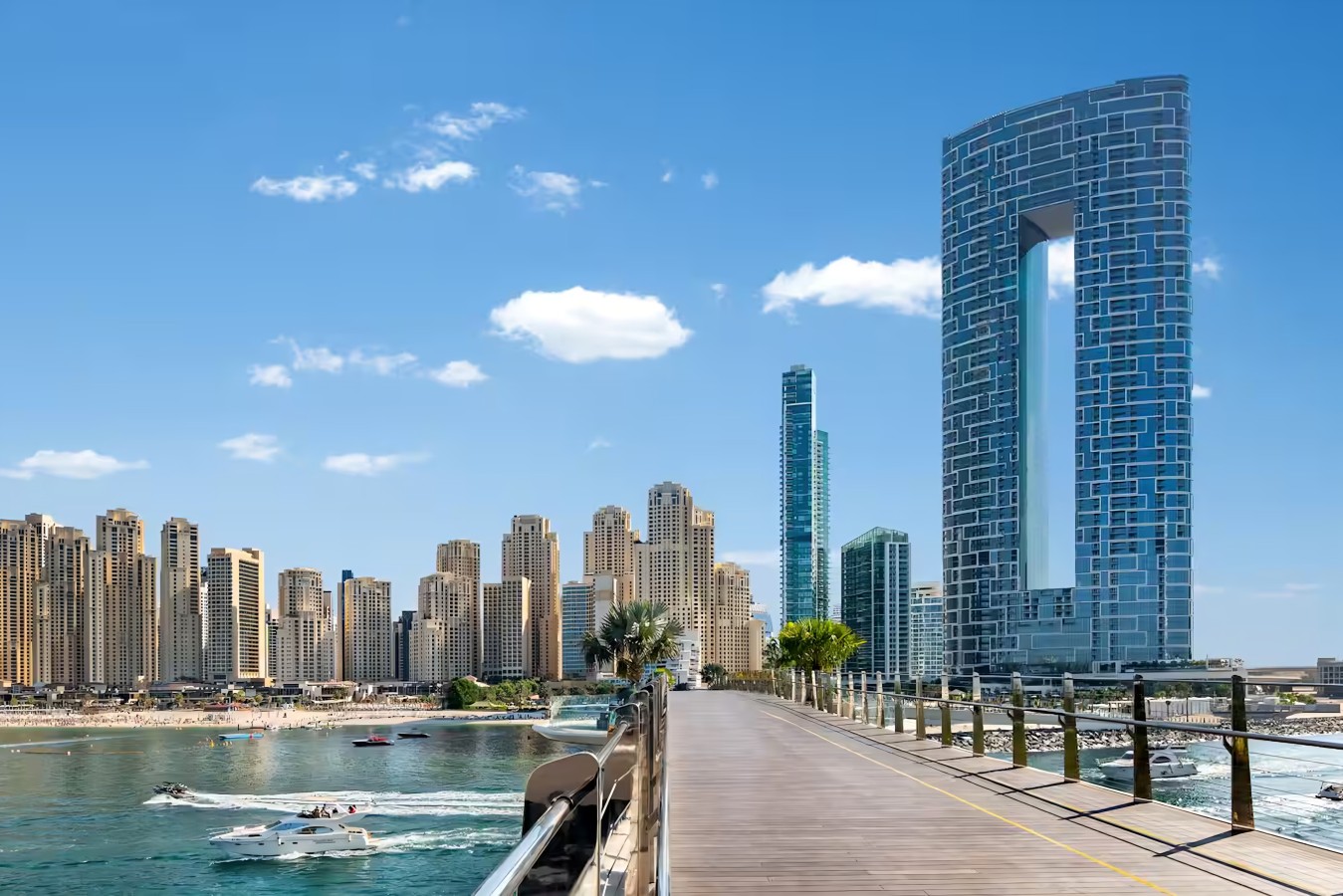 Location View: Sip cocktails with stunning skyline views and vibrant waterfront activity!