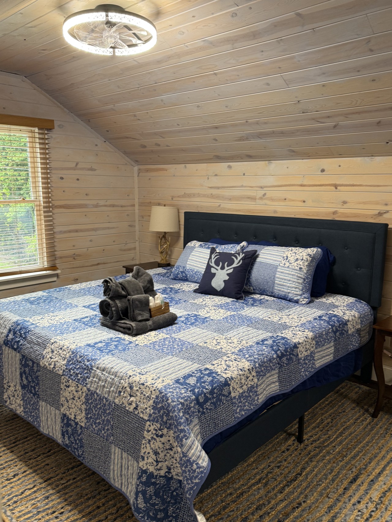 Loft suite – king bed under the whitewashed rafters