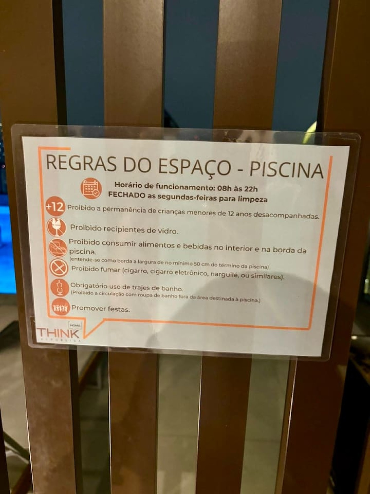 Regras da piscina
