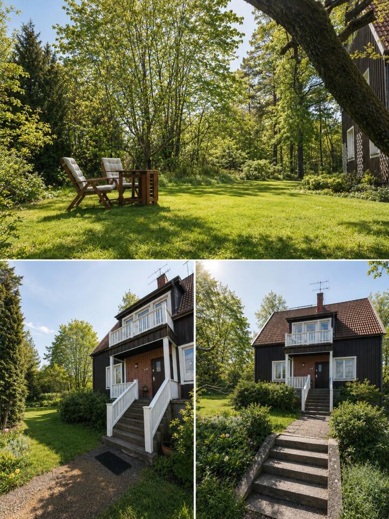 Garden and covered terrace of the house in Spanga, Stockholm