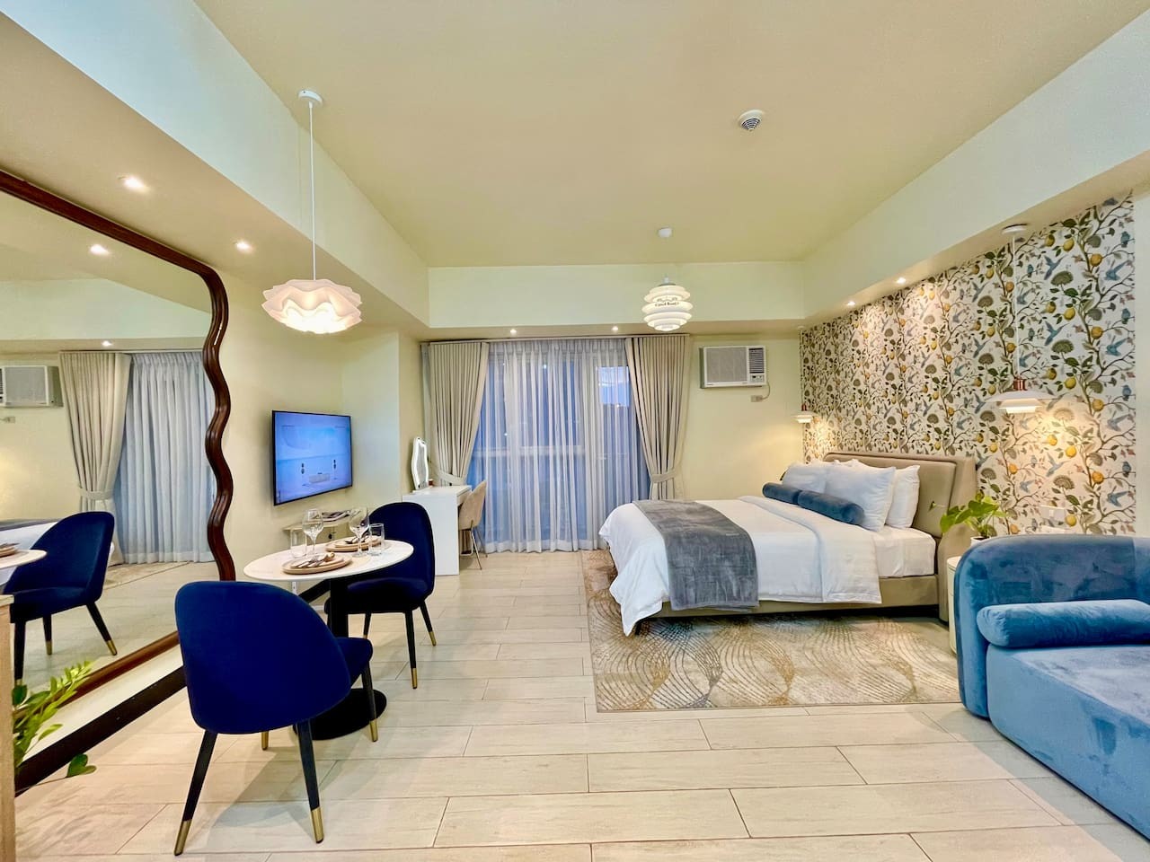 A spacious studio apartment with 2 seaters sofa, a charming balcony, measuring 41 square meters. This place is super cozy, with a comfy bed, soft linens, and pillows that just beckon you to unwind and recharge after a long day!