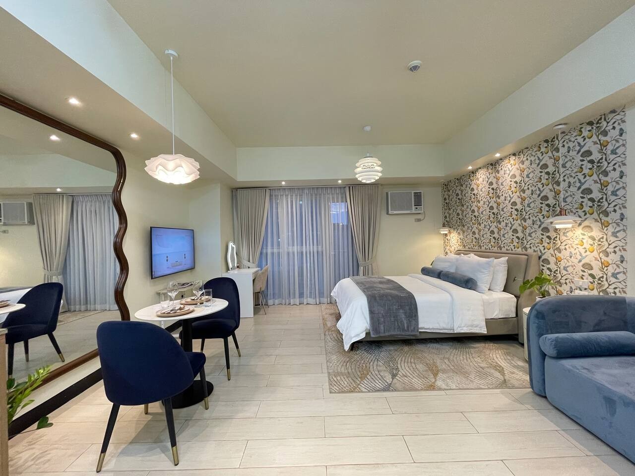 A spacious studio apartment with 2 seaters sofa, a charming balcony, measuring 41 square meters. This place is super cozy, with a comfy bed, soft linens, and pillows that just beckon you to unwind and recharge after a long day!