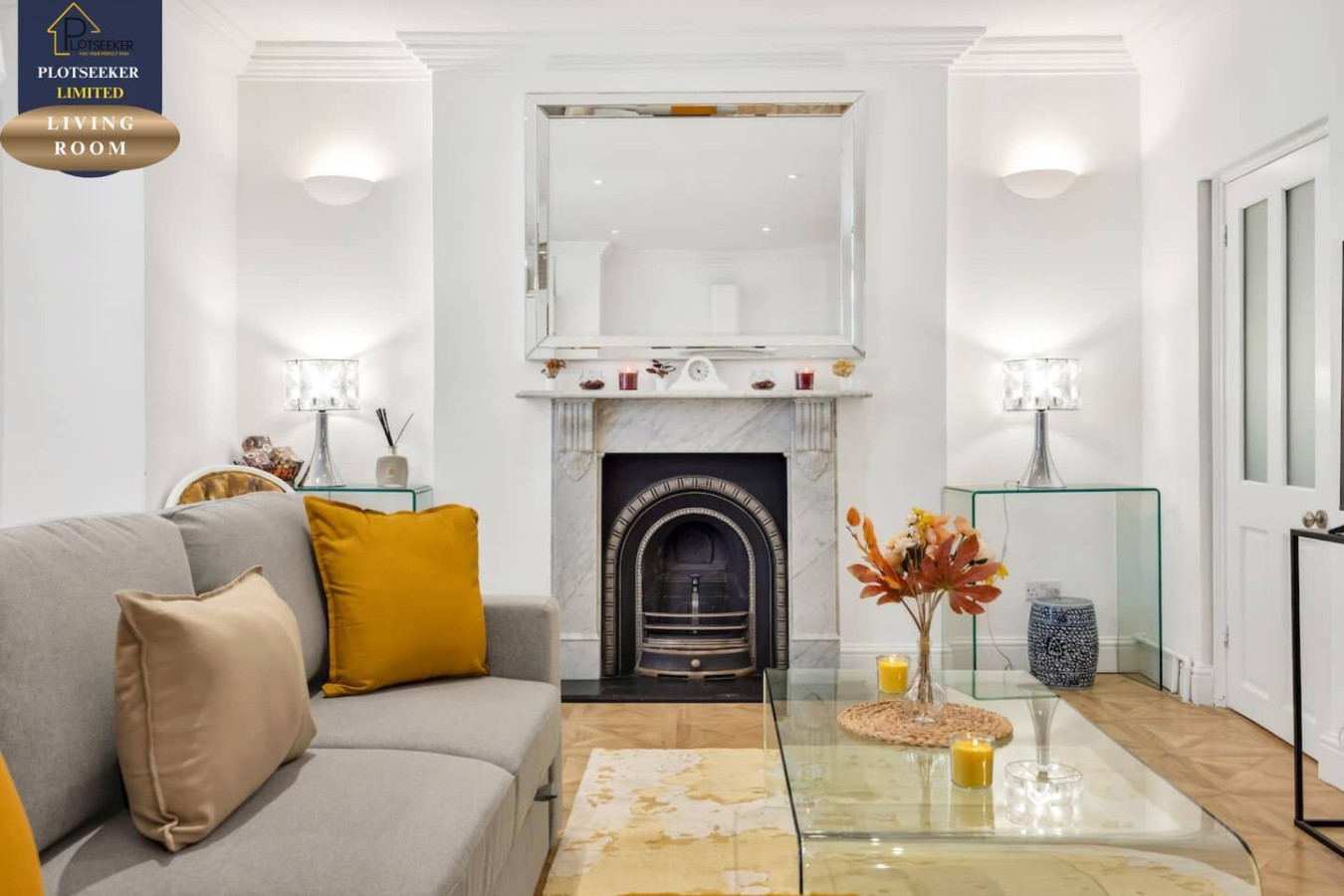LIVING ROOM WITH CHIMNEY