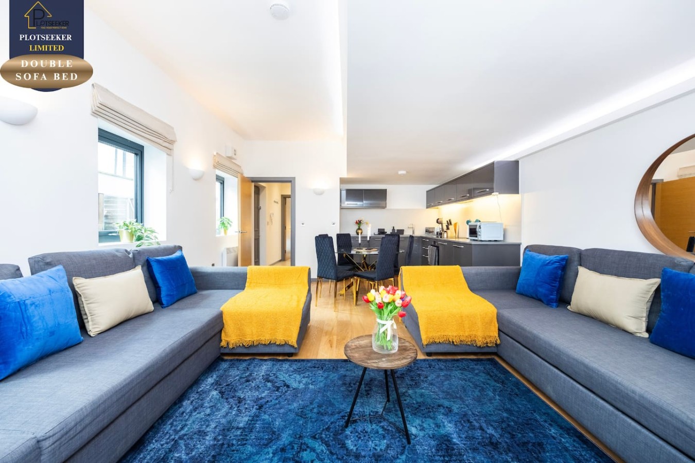 LIVING ROOM WITH DOUBLE SOFA BEDS