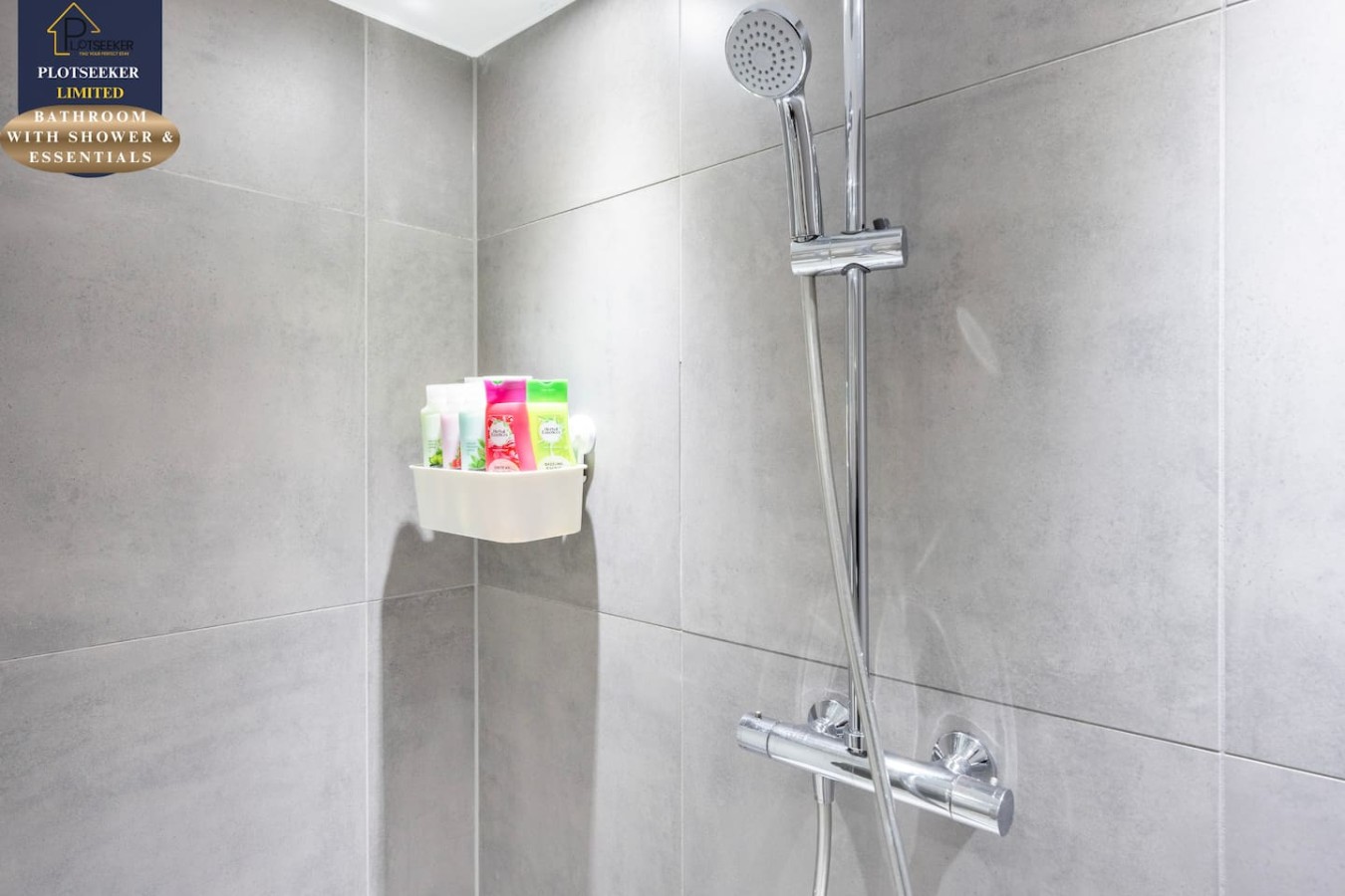 BATHROOM WITH SHOWER AND ESSENTIALS