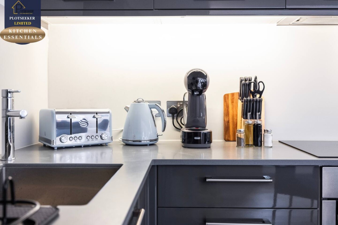 COFFEE MACHINE, TOASTER, KETTLE AND ESSENTIALS