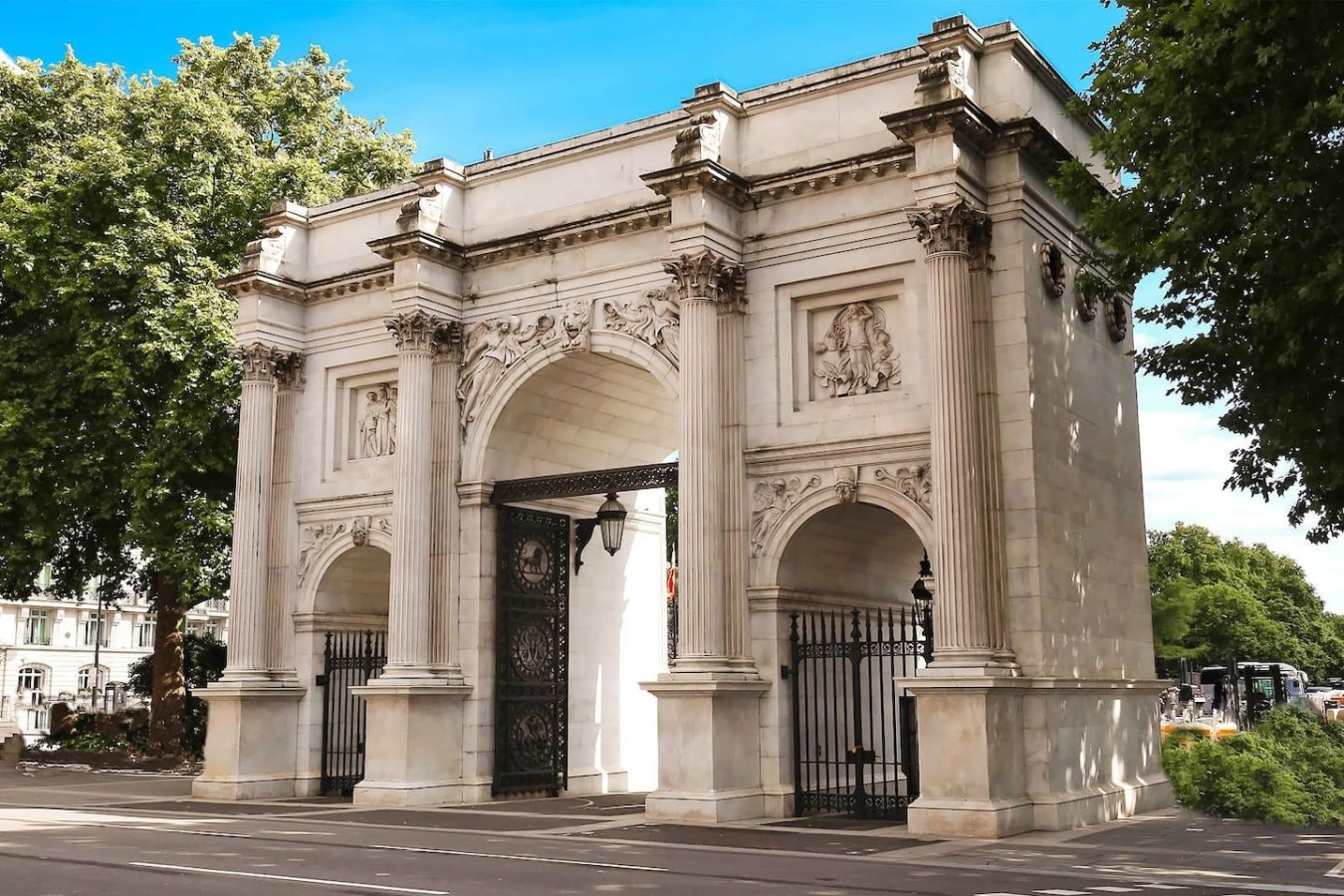 Marble Arch — close by; an iconic London landmark.