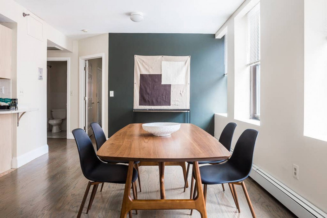 Dining room designed to fit 4, ask us for additional seating if needed