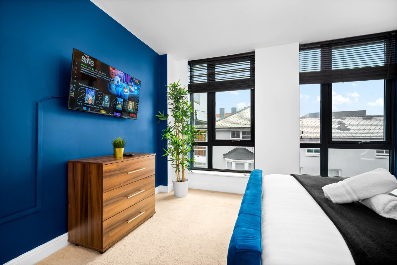 Luxury 2 Bed Apartment - Parking - JQ - City Centre - Bedroom TV in 100 Warstone Ln, Birmingham B18 6NP, UK - Property image 3 - VivreStays