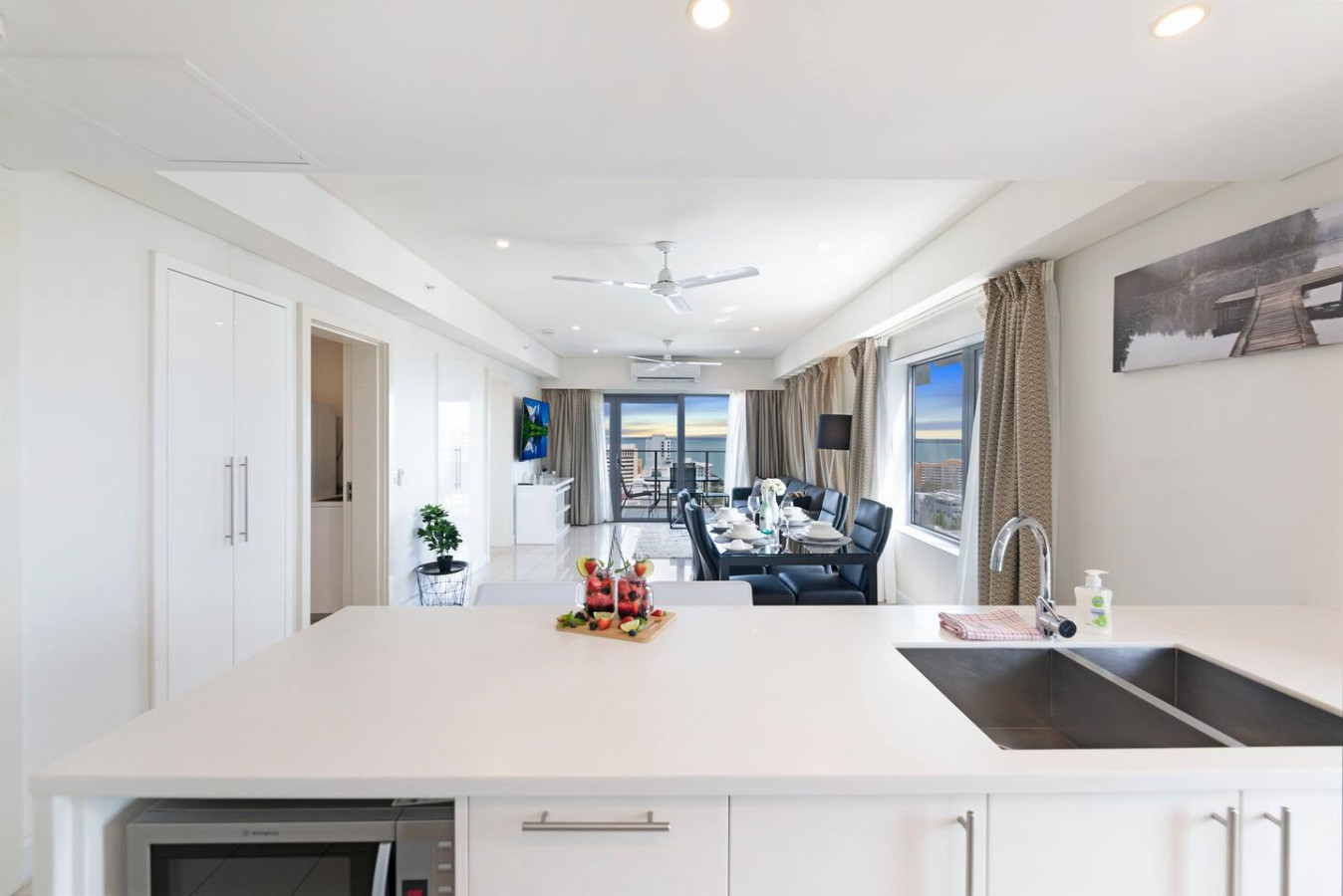 ZEN SUNSHINE - COZY 2-BR/2-BA OCEAN VIEW RETREAT - Experience the perfect blend of culinary inspiration and natural beauty in our kitchen overlooking scenic landscapes.