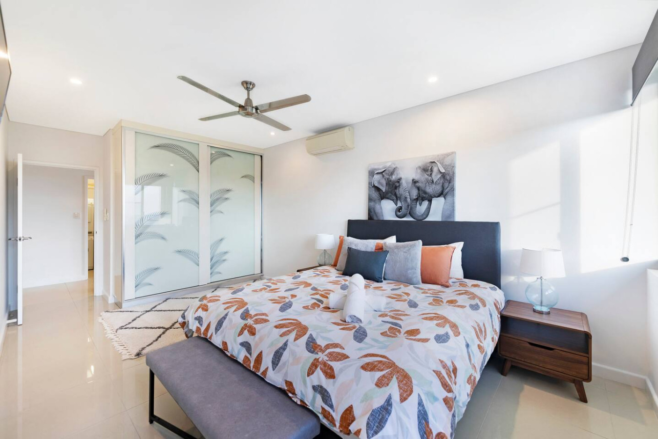 ZEN AT ARKABA 3BR Luxury Waterfront Apt Pool + BBQ - Inviting bedroom with a relaxing atmosphere