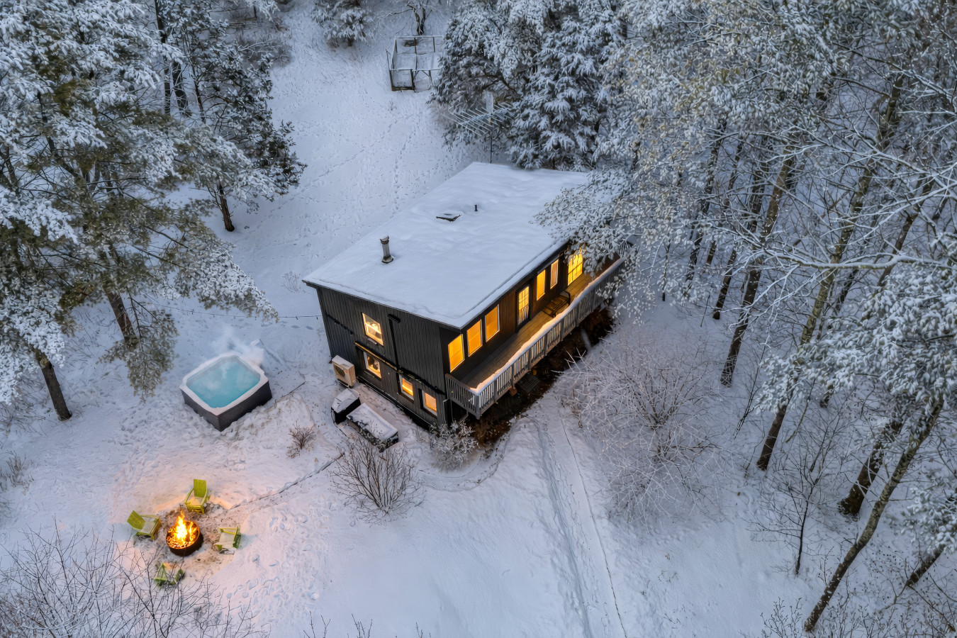 Gorgeous, wintery evening shot of the property