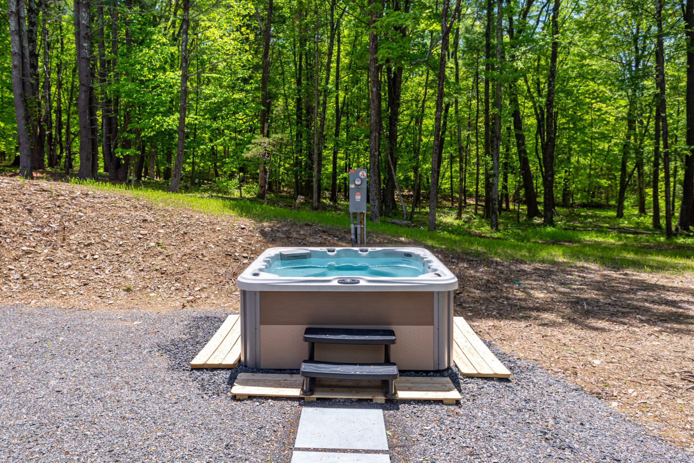 Soak under the stars in your private hot tub!