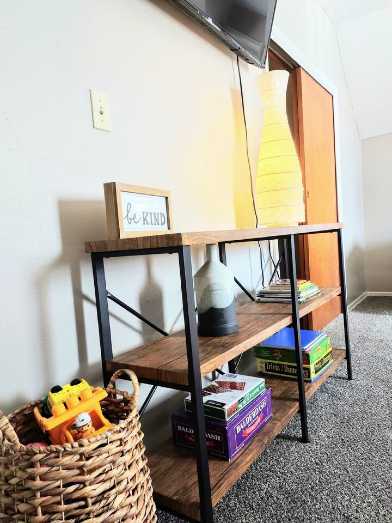 A basket of toys for the little ones and board games for the rest of the family!