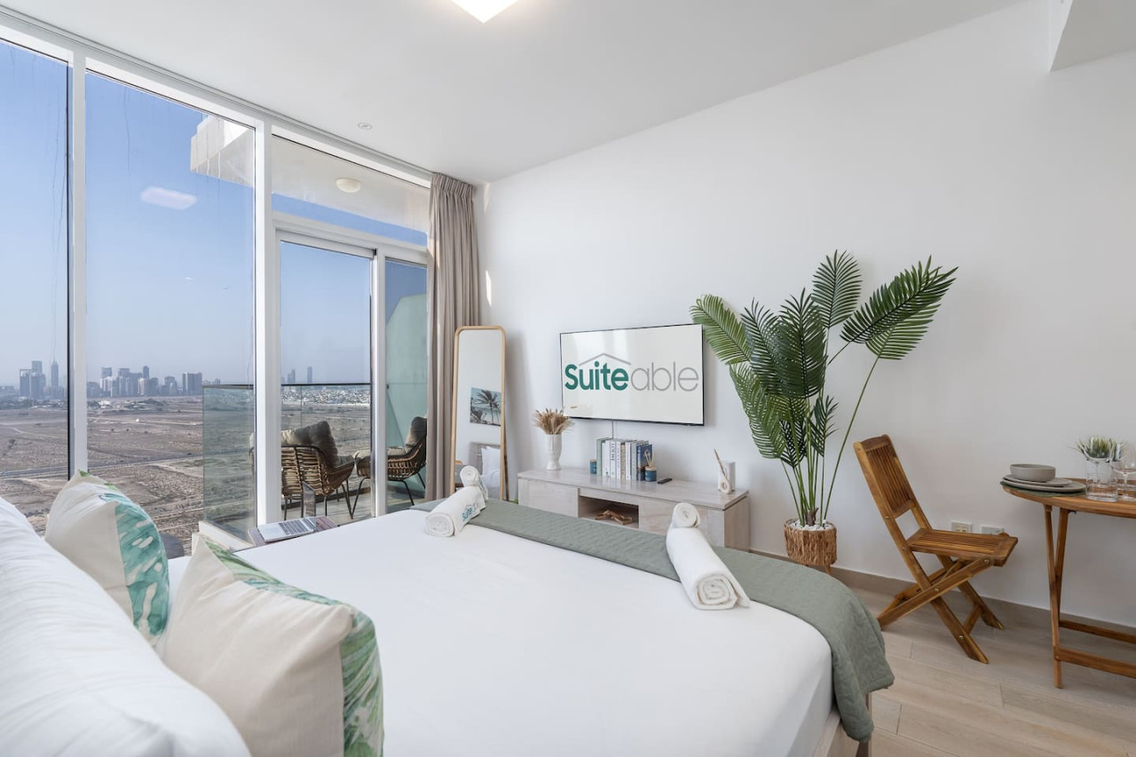 Bright and Stylish studio in JVC with skyline view