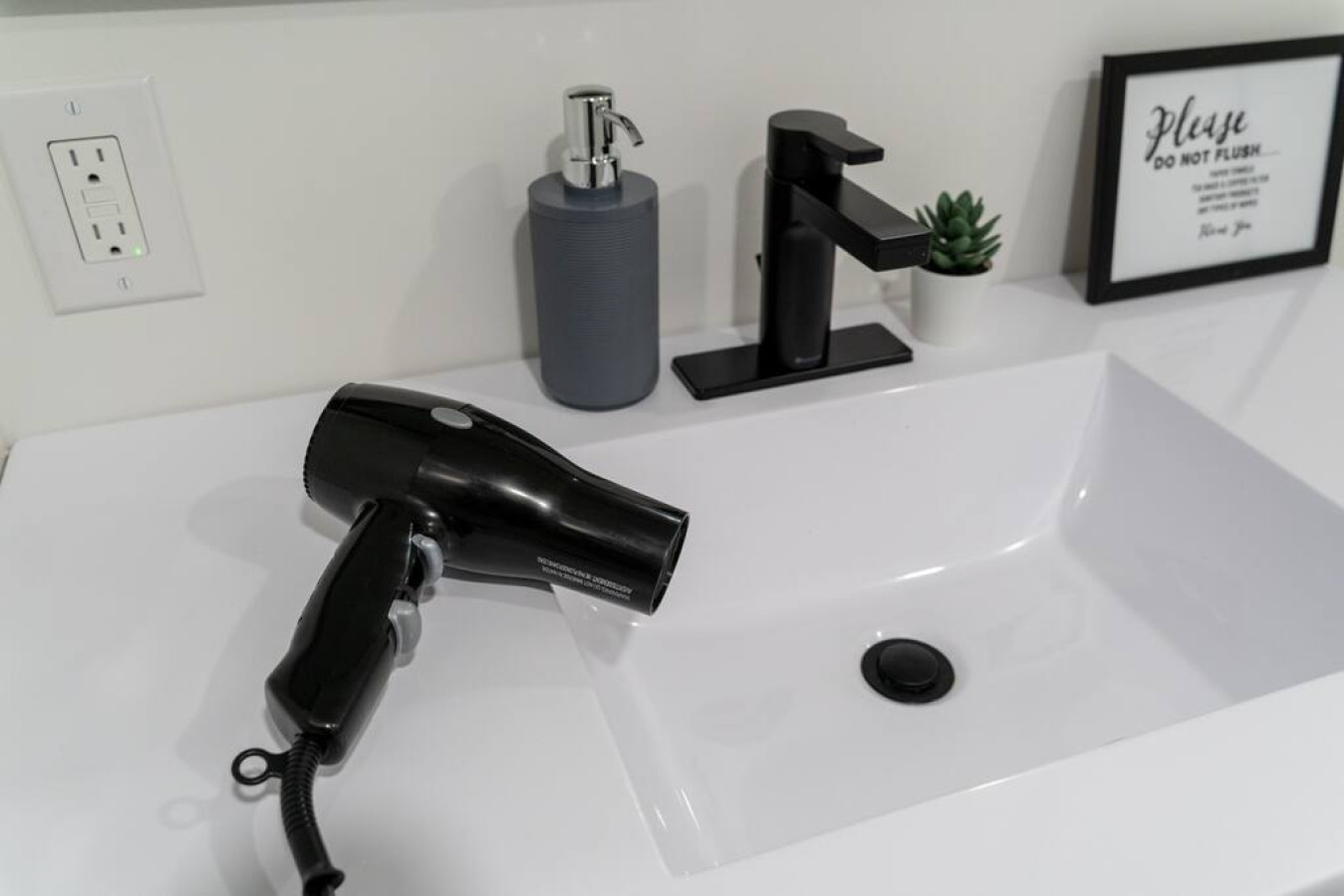 Hairdryer located in the vanity