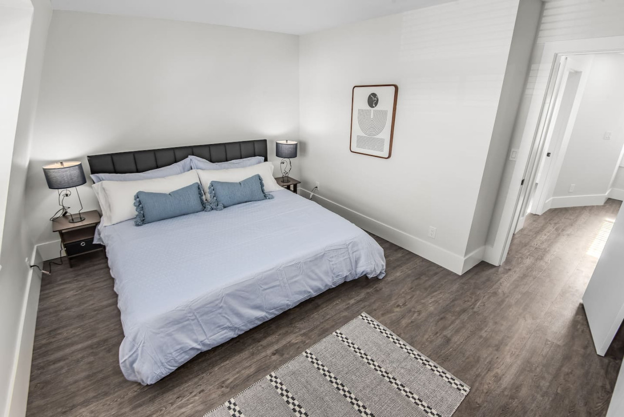 The bedroom offers a sanctuary of calm, where you can unwind and recharge in comfort and style.