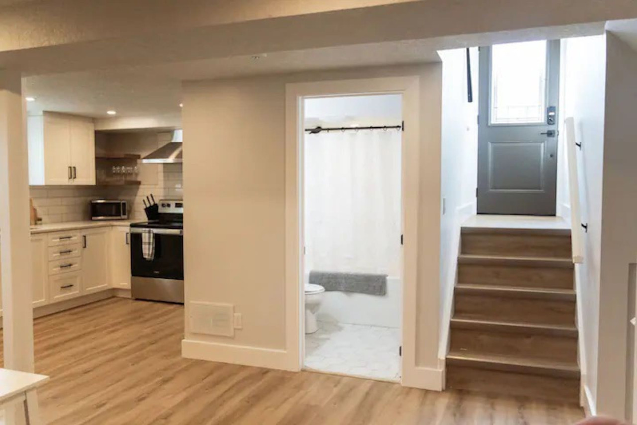 The stairs are both functional and beautiful, with a design that enhances the home’s aesthetic appeal.