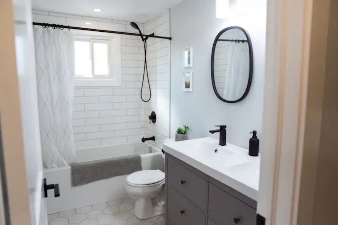You feel a sense of calm as you enter the bathroom, where the thoughtful design and high-quality materials create a serene environment.