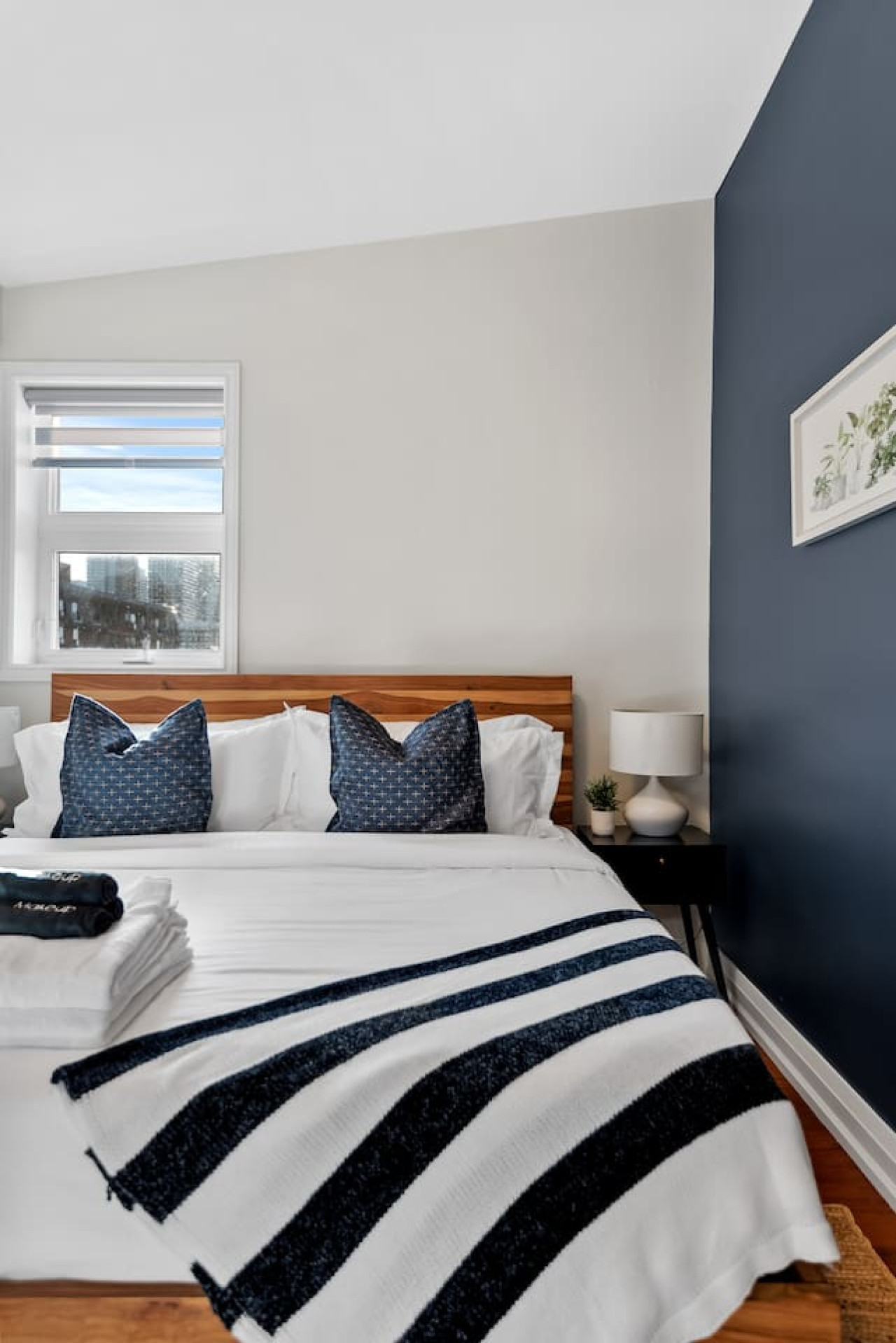 As you lie back on the queen bed, you are surrounded by elegant decor and a soothing color palette that calms the senses.