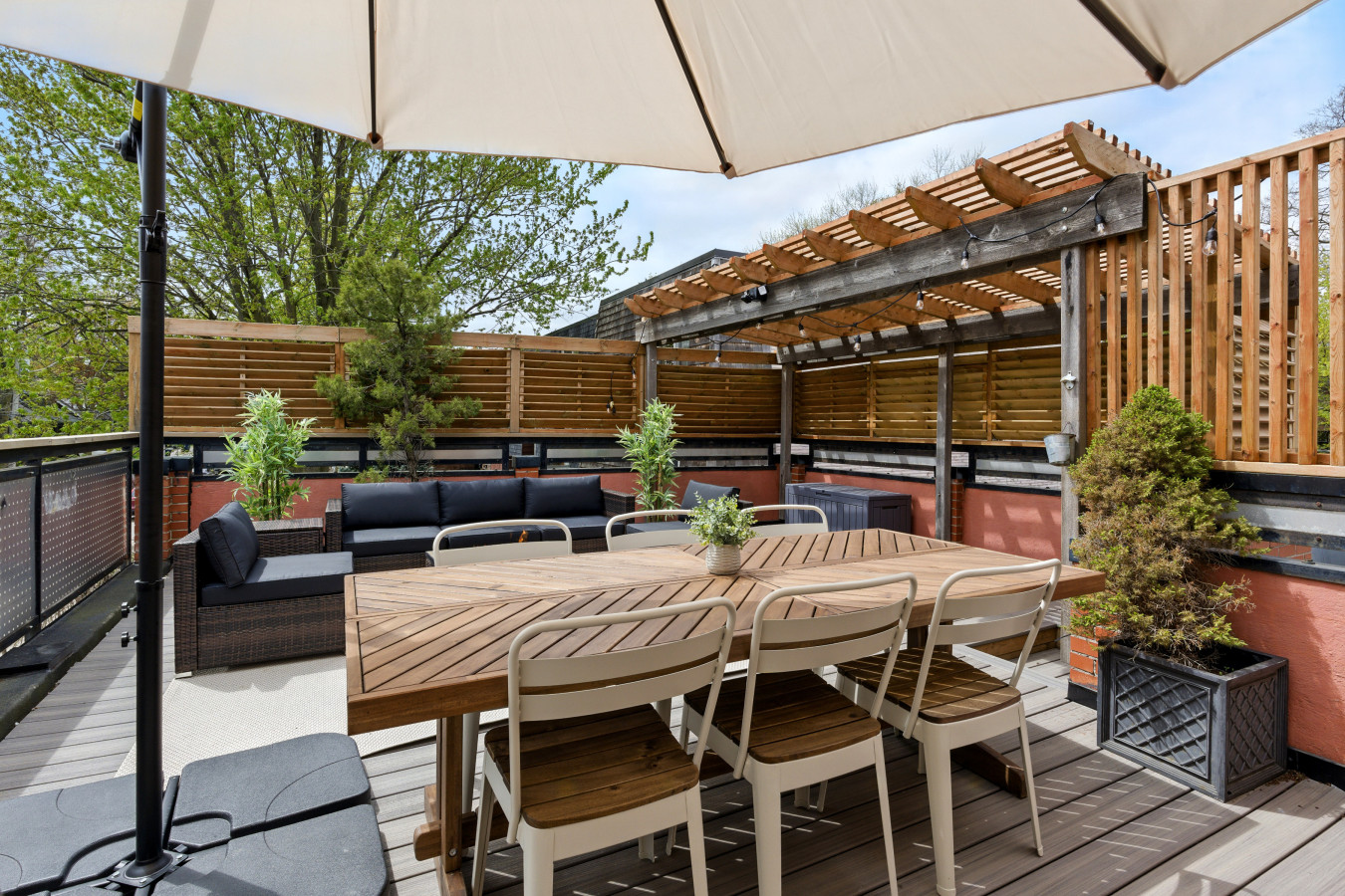 A peaceful retreat with comfortable seating, perfect for sipping your morning coffee or unwinding after a long day—your own little outdoor oasis.