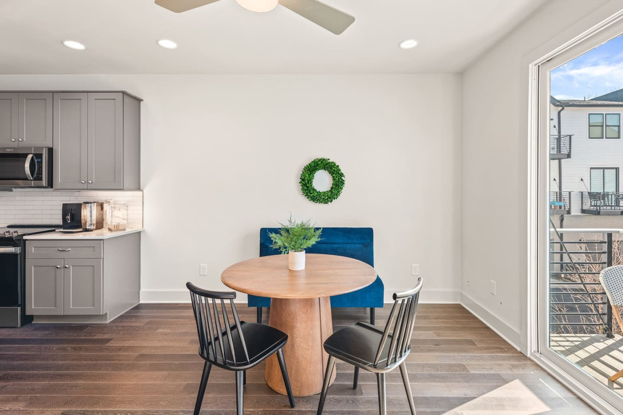 Dining room table for 4 guests.