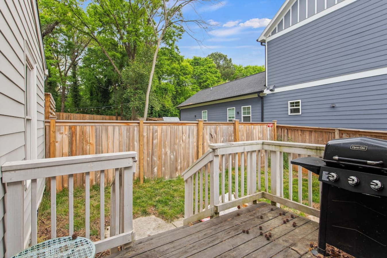 Grilling deck with propane/gas grill.