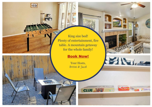 Mountain Retreat +Foosball/Game Table +Fire Table!