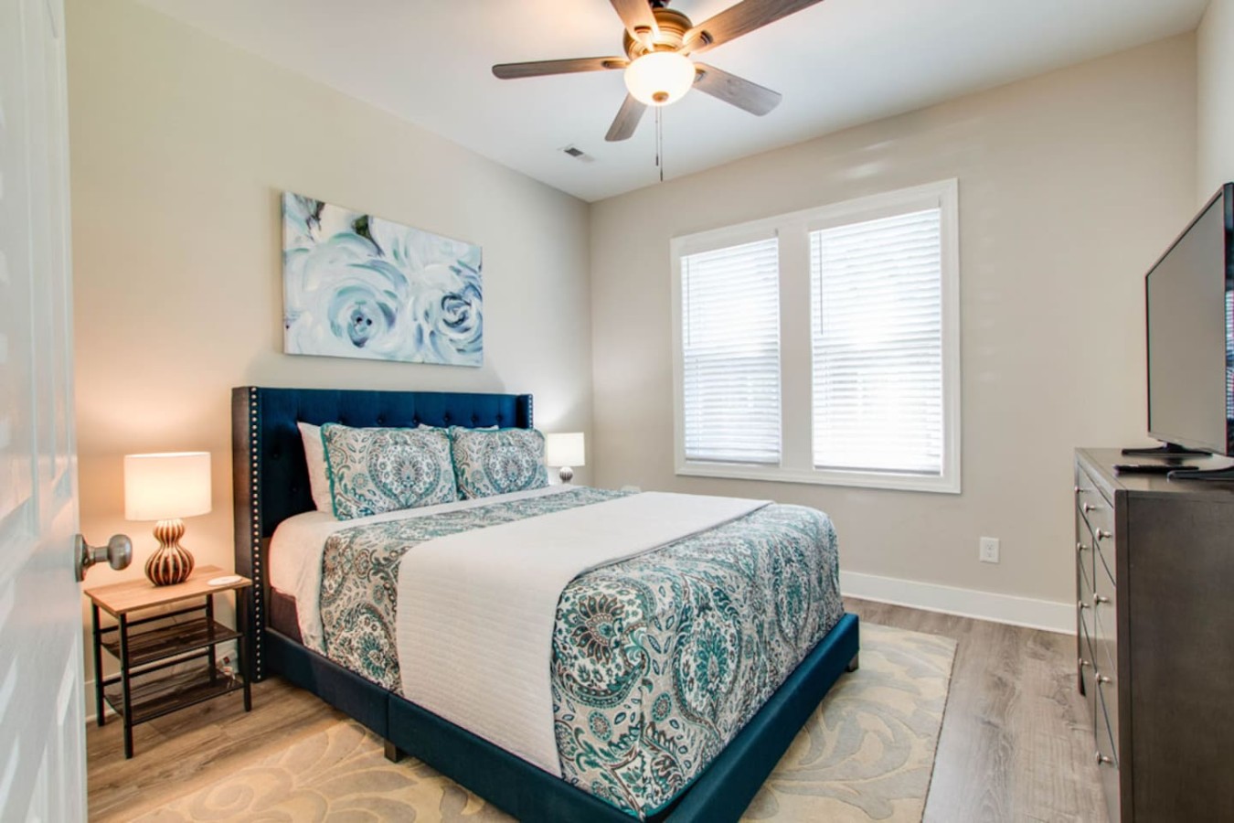 Our master bedroom offers a King-size bed and a 42" tv.
