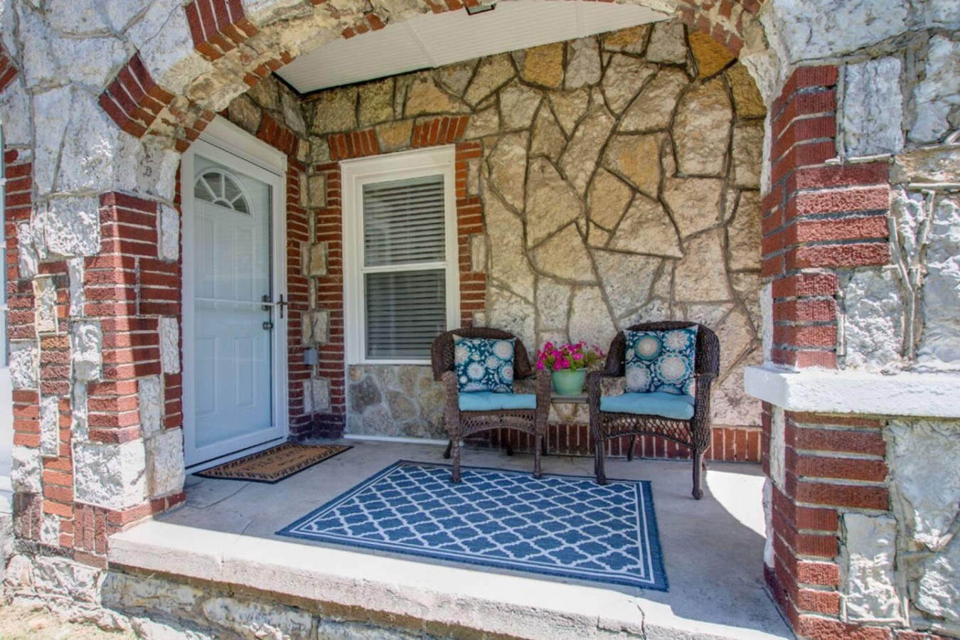 The front porch offers a place to enjoy your morning coffee.