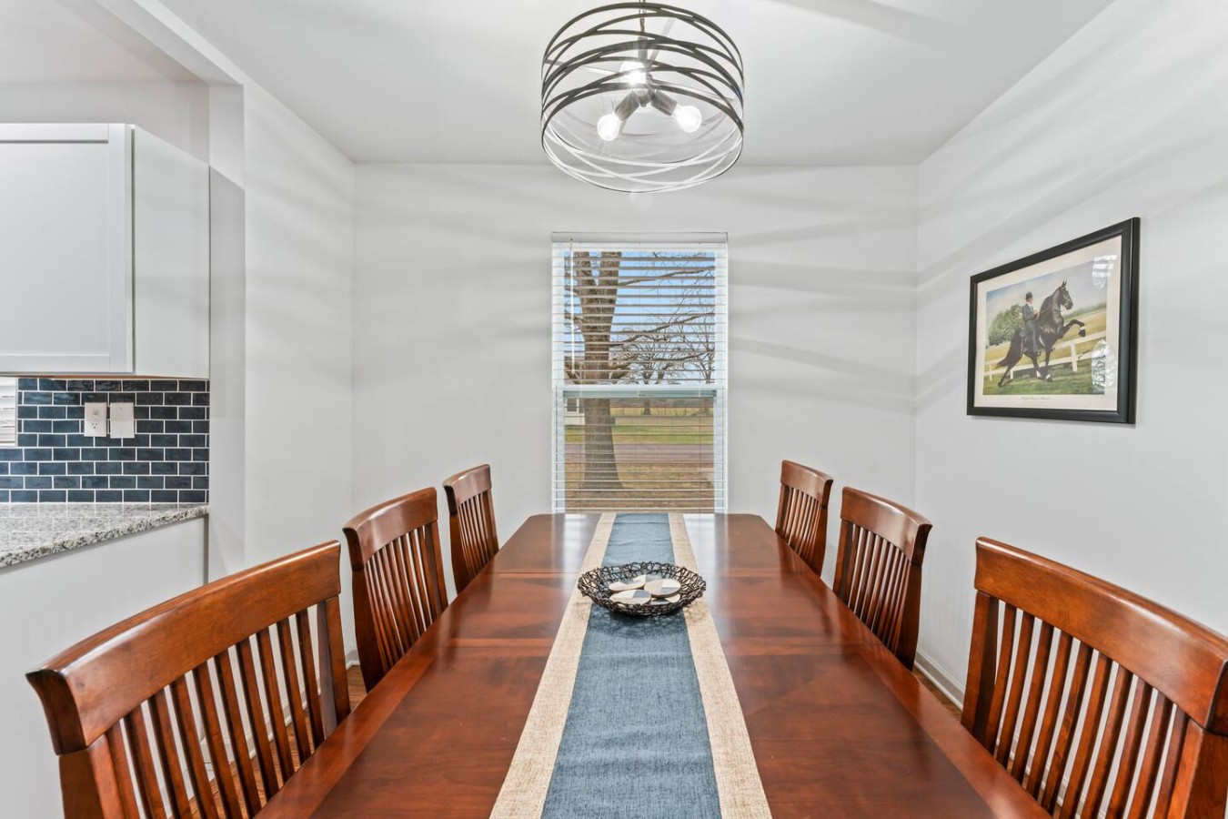 Large dining table seats 8 comfortably