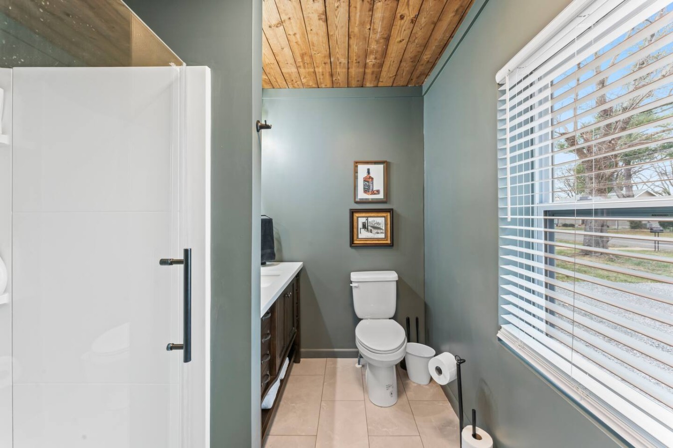 Modern bathroom with walk-in shower