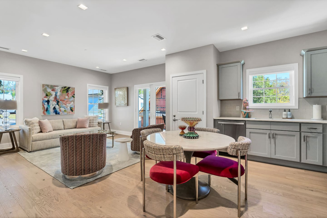 Spacious living room with balcony access