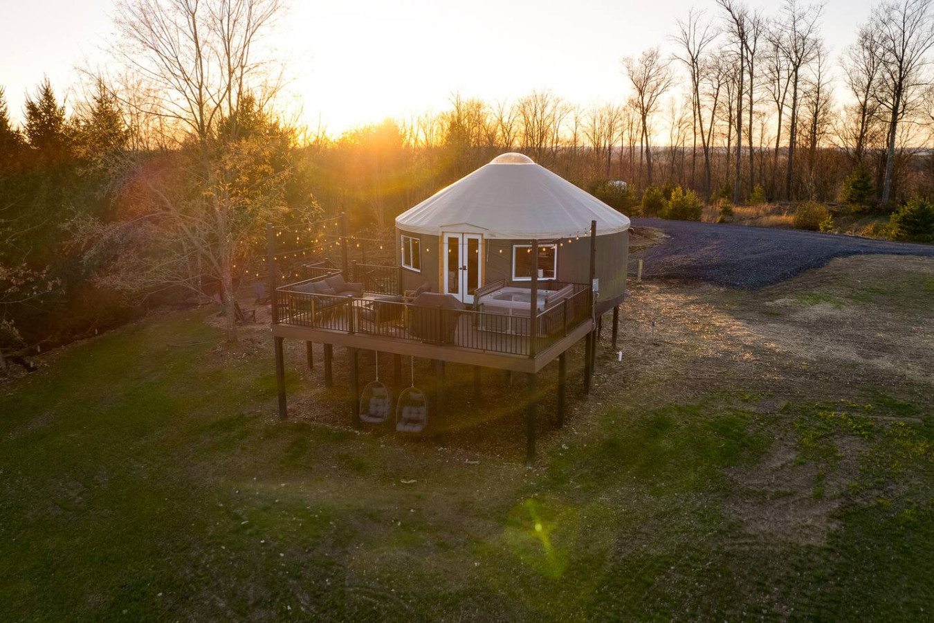 Sunrise Sanctuary |Modern Yurt w/ Hot Tub, Stargazing Loft & Mountain Views