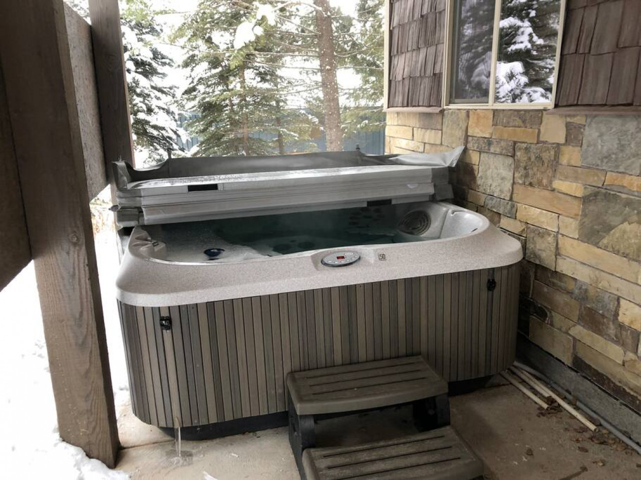 Hot tub on the patio
