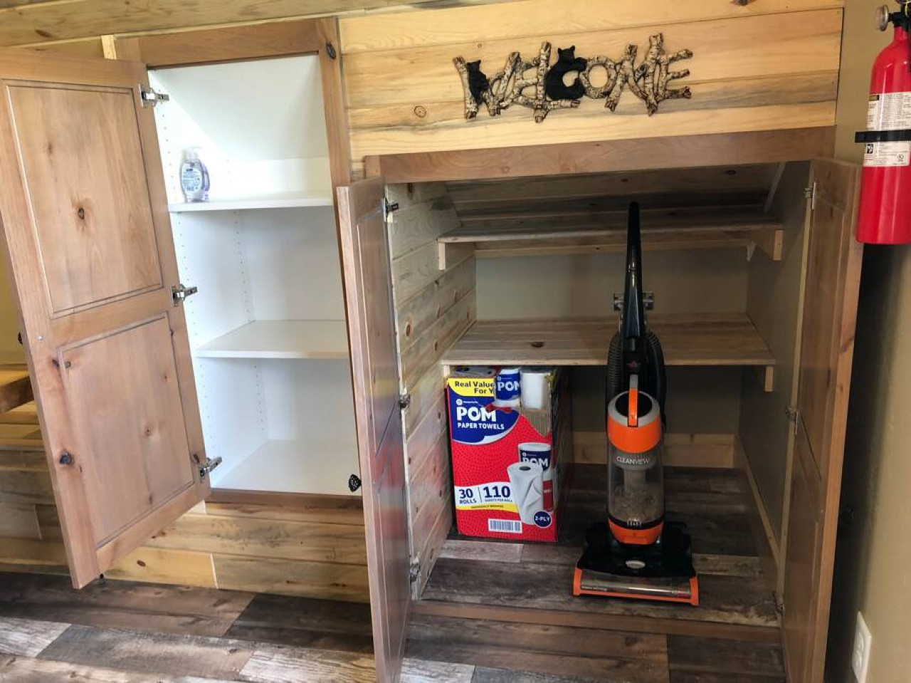 Storage space at the top of the stairs