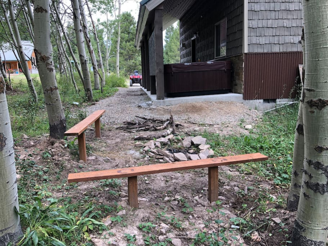 Hot tub, fire pit, and grill right outside!