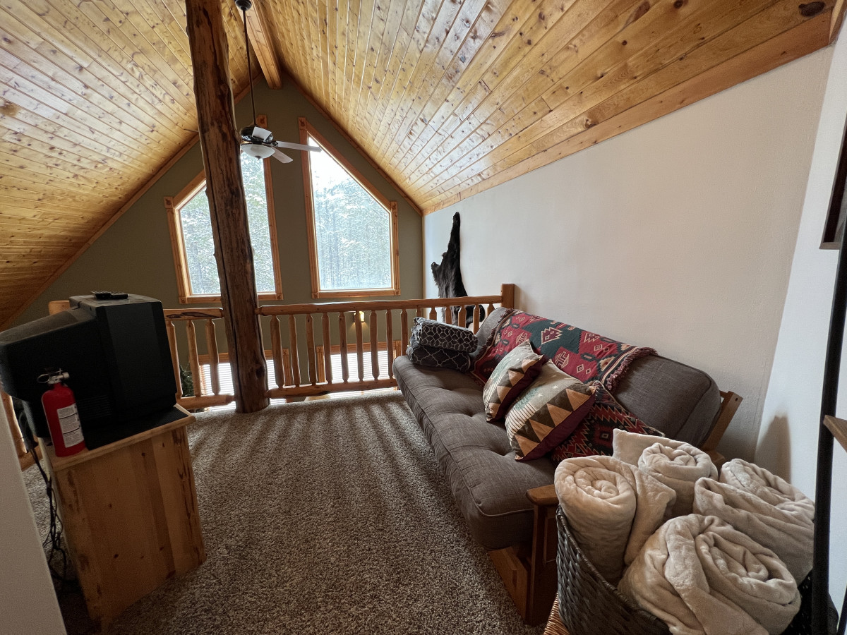 Futon in loft area