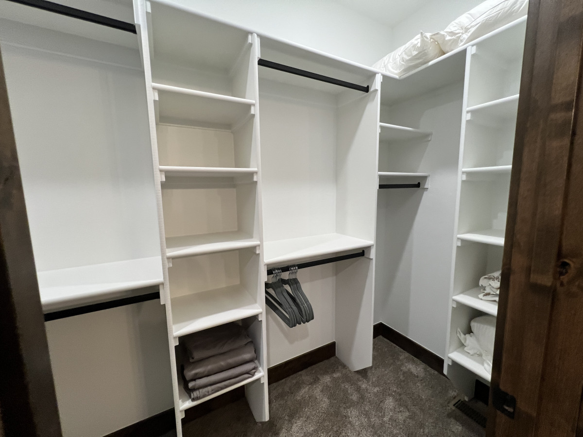 Walk in closet in the master bathroom