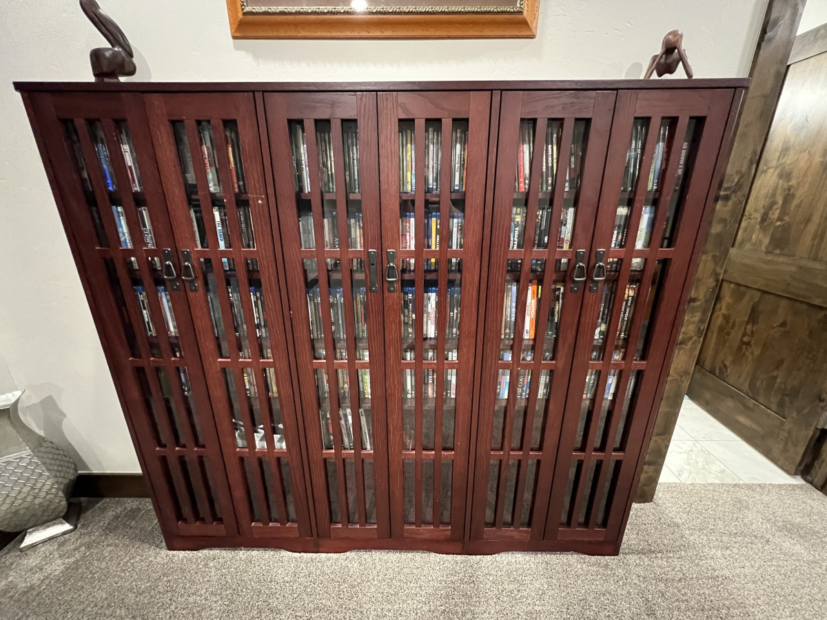 DVD cabinet with lots of movies