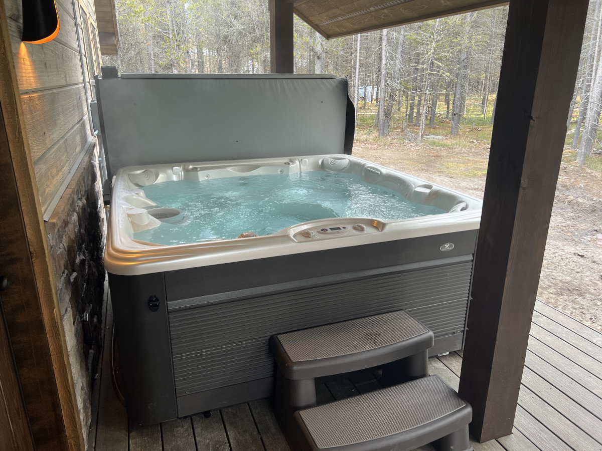 Relax in the hot tub on the deck