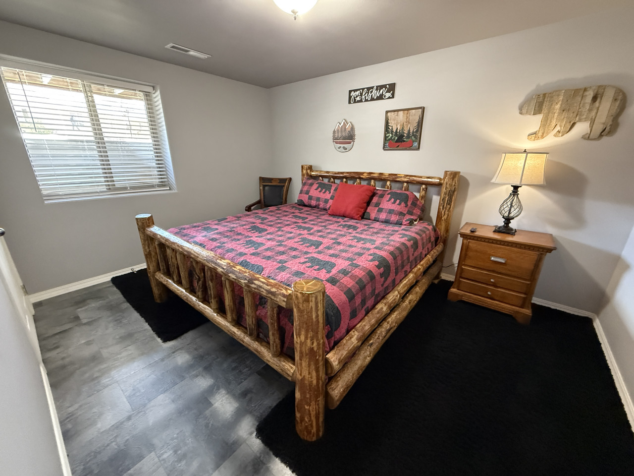 Basement bedroom with TV
