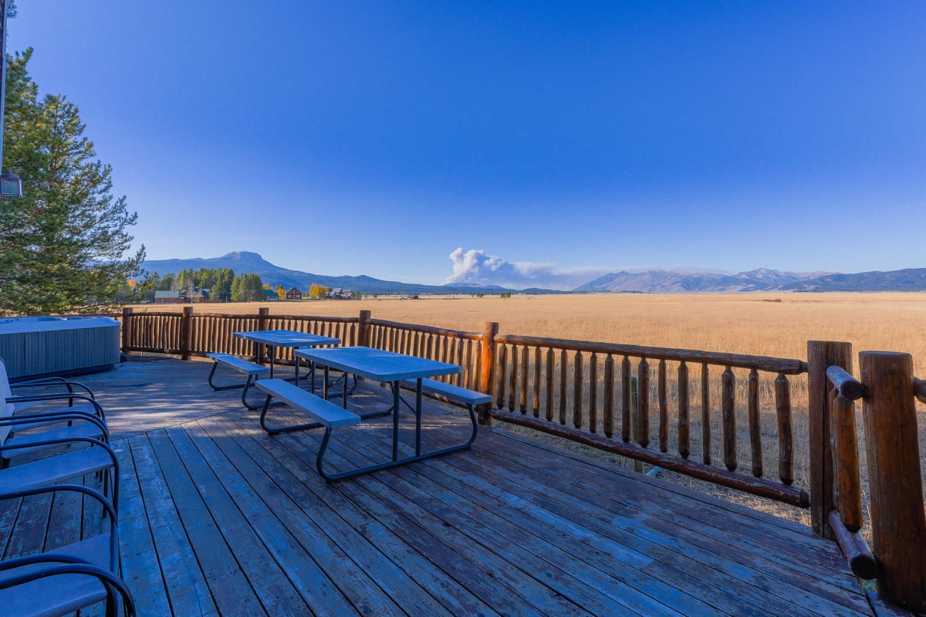 Outdoor seating and tables for enjoying the views