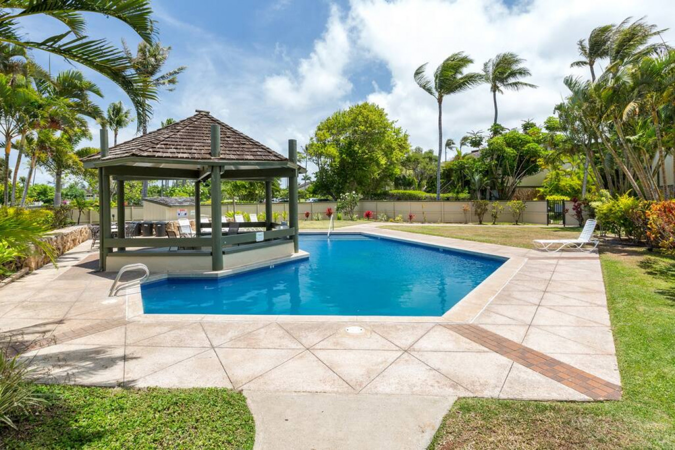 3 swimming pools with BBQ areas and gazebo