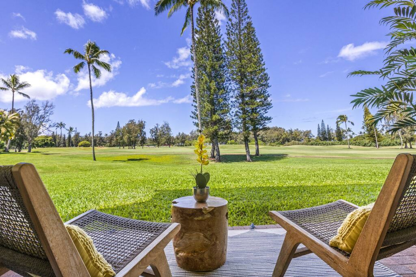 Enjoy a lovey sunset or morning cup of coffee sitting out on the Lanai