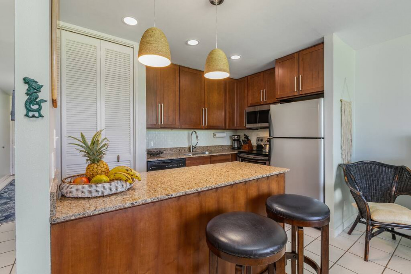 Open plan kitchen to living