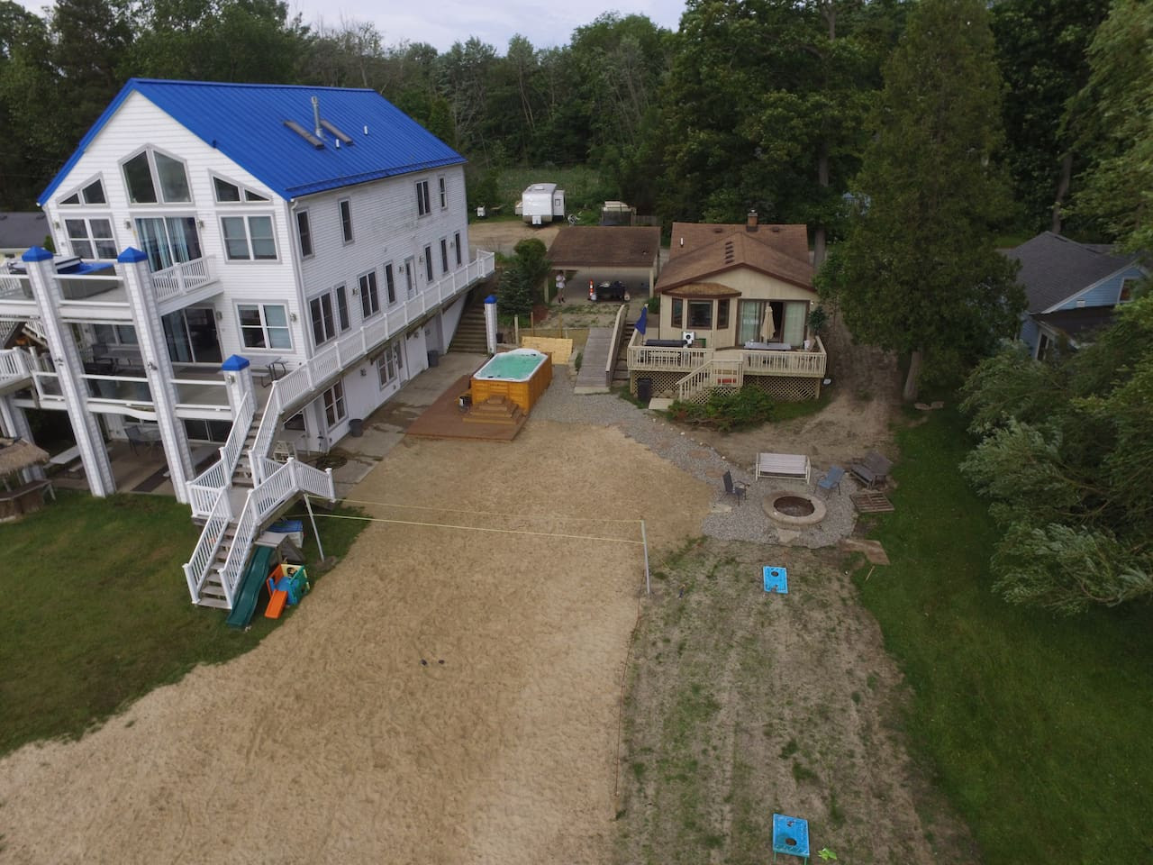 2 houses Campau Lakefront 4 level, sunrise