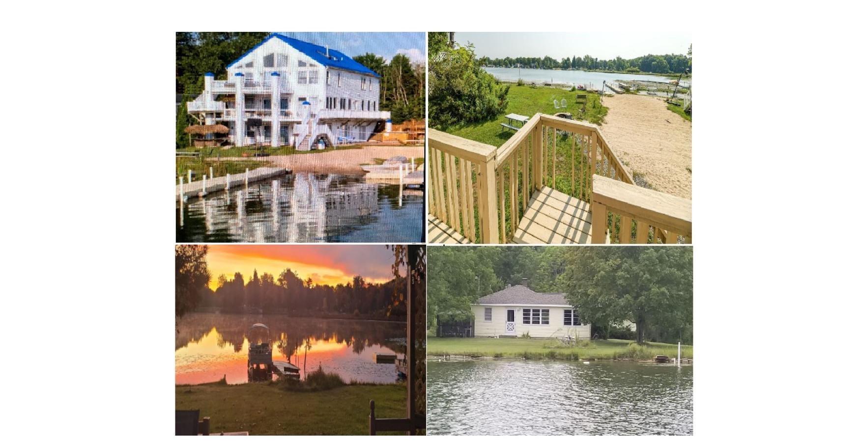 Waterfront 4 houses 111 guests Campau Lake