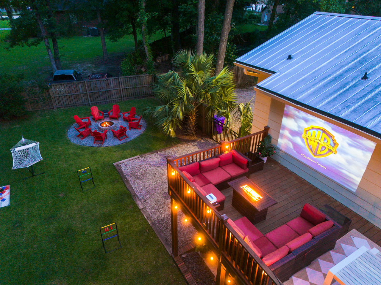 The Hideout | Fire Pit, Movie Deck & Fun Games